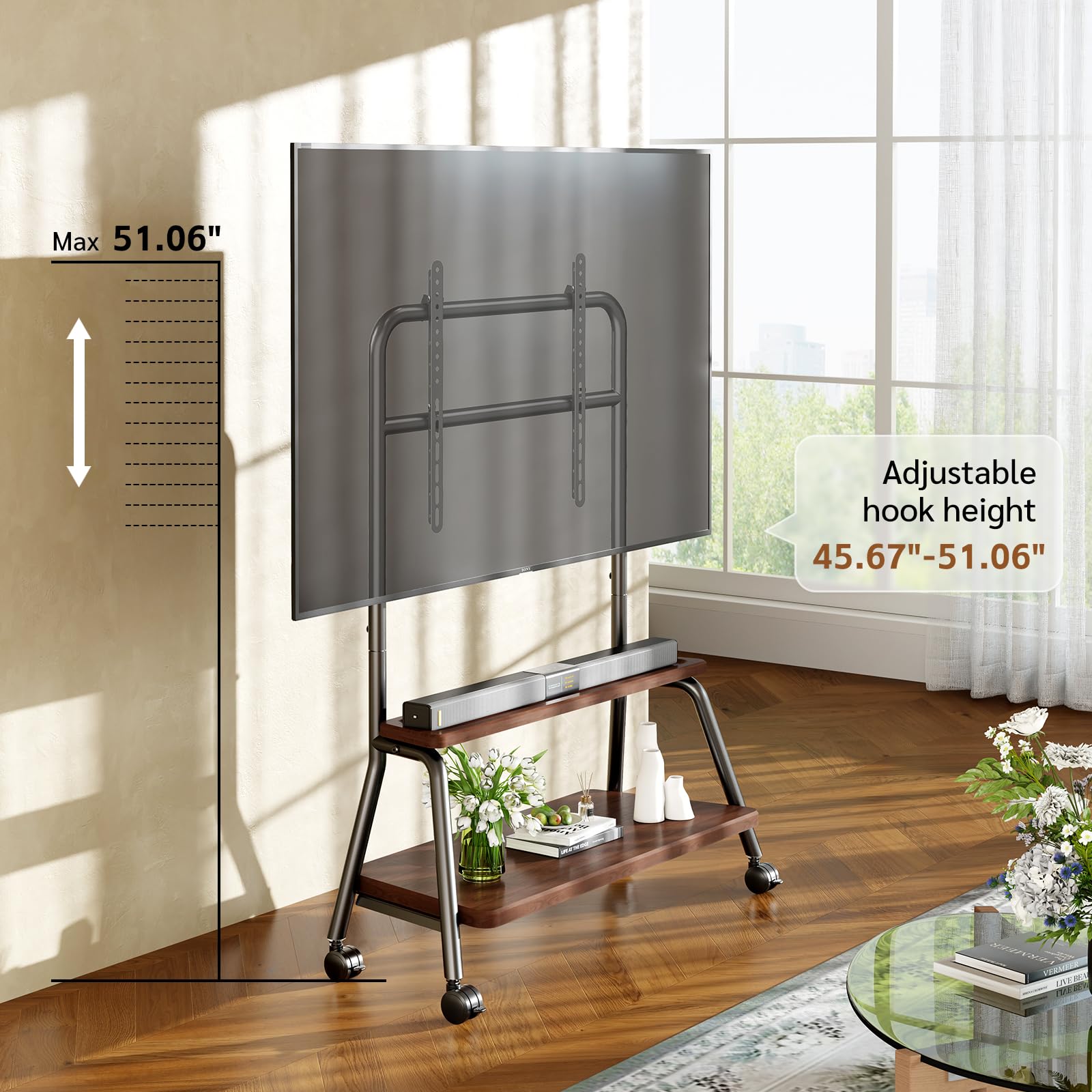 BEISHI Mobile TV Stand on Wheels for 32-75 Inch TVs