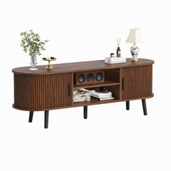 ChooChoo 54" Mid Century Modern TV Stand with Fluted Sliding Doors