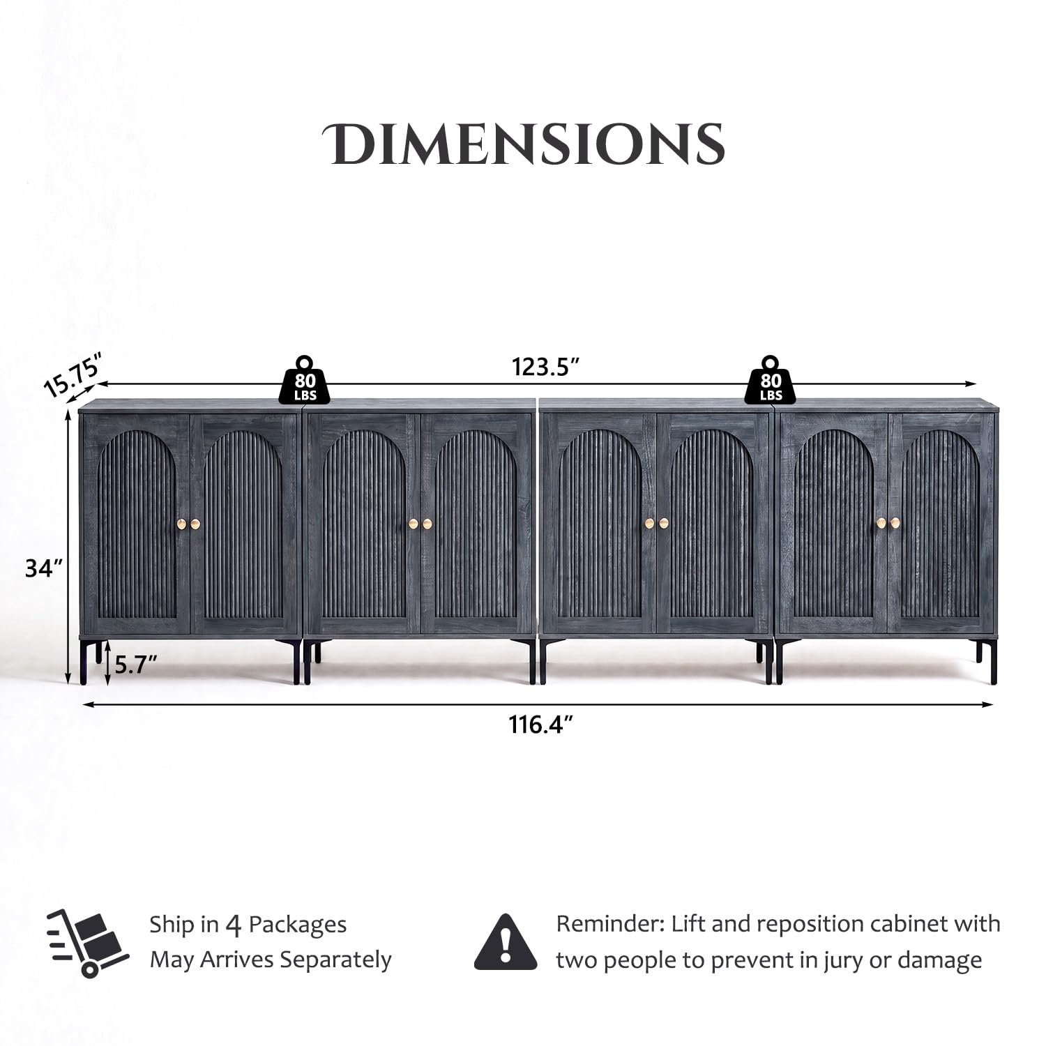 IFBUY 92.63" W Mid Century Modern TV Stands for Living Room, Brown