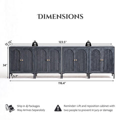 IFBUY 92.63" W Mid Century Modern TV Stands for Living Room, Brown