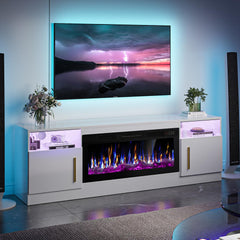 VITESSE 70”Fireplace TV Stand,Modern Entertainment Center Heating Fireplace