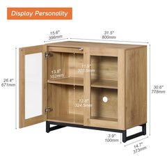 WAMPAT Modern TV Stand with Glass Doors for 80-120 inch TVs, 4 in 1 Entertainment Center Console with 4 Drawers and Metal Base for Living Room, Bedroom, Brown