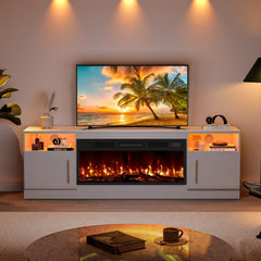 VITESSE 70”Fireplace TV Stand,Modern Entertainment Center Heating Fireplace