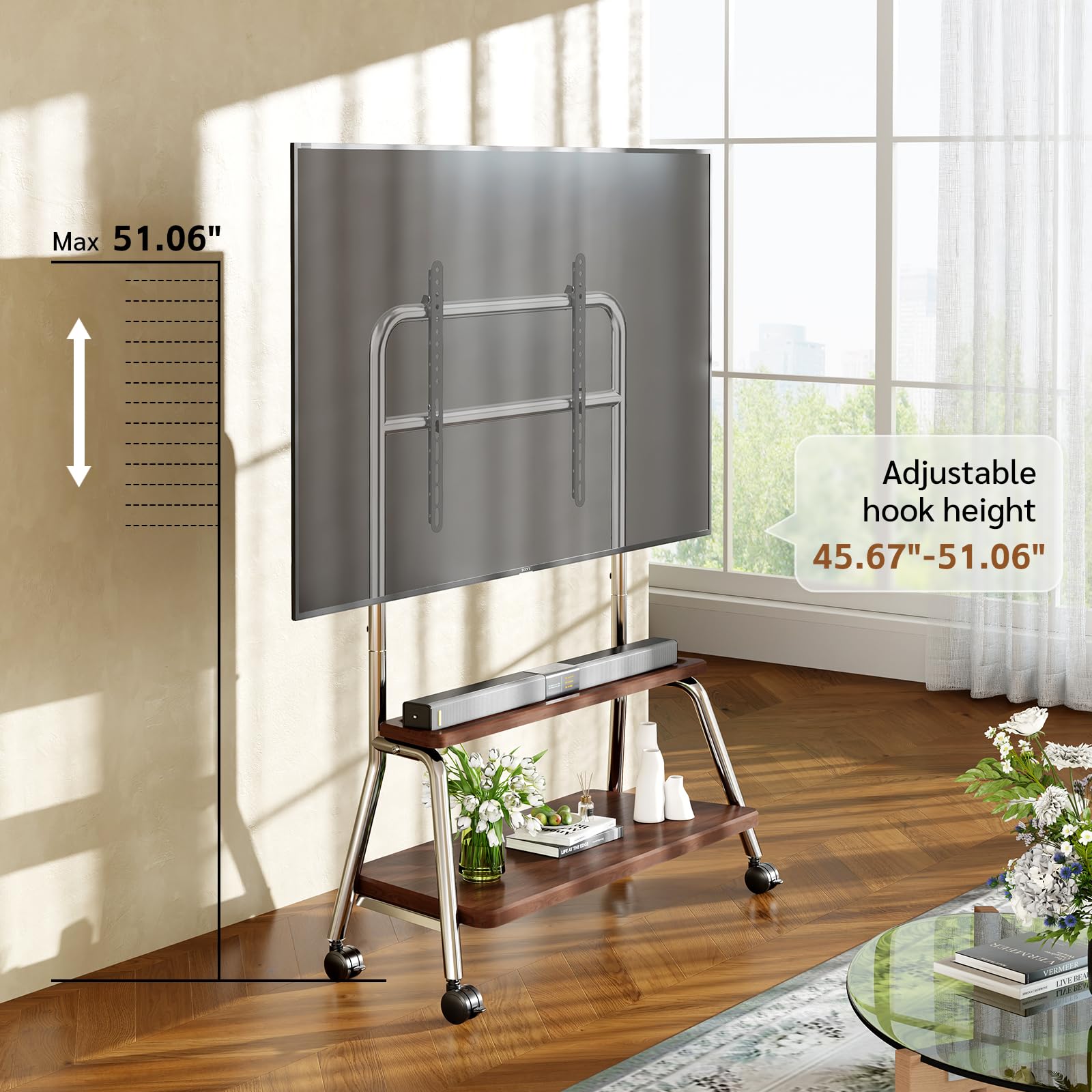 BEISHI Mobile TV Stand on Wheels for 32-75 Inch TVs