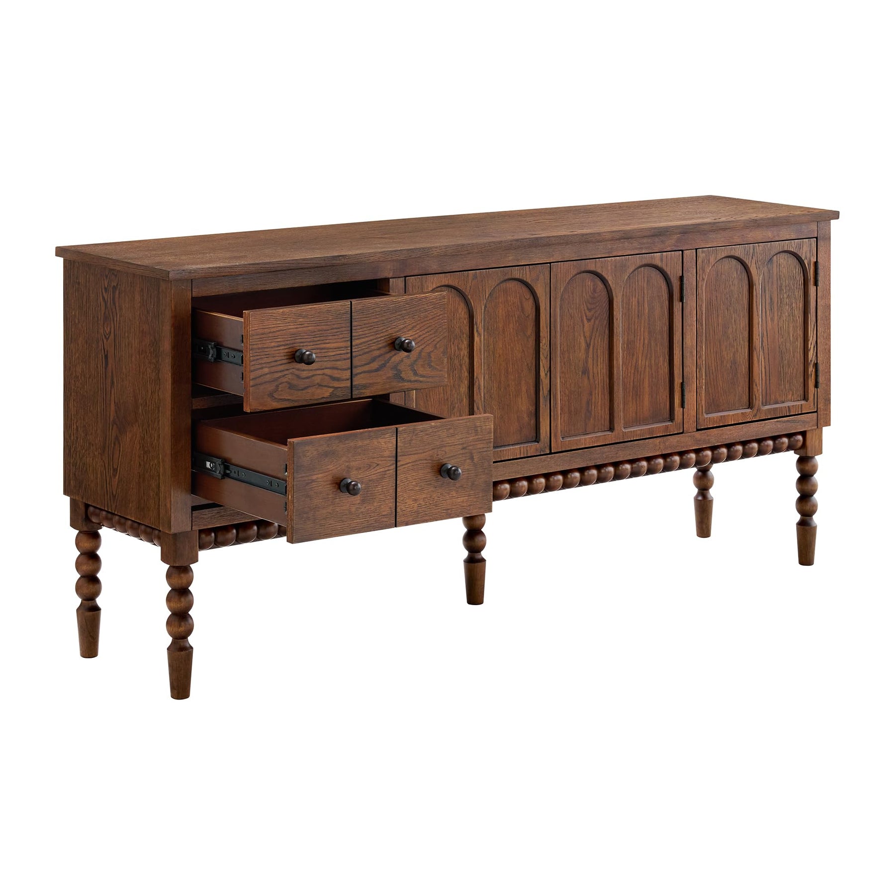 SAND STONE HOME 65" TV Entertainment Console, Buffet Cabinet, Cocoa Brown