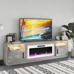 PRETZI Fireplace TV Stand with 36" Fireplace Up to 80" TVs for Living Room