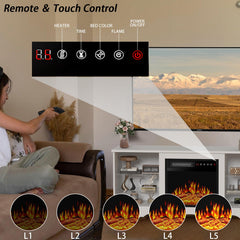 PRETZI Fireplace TV Stand with 36" Fireplace Up to 80" TVs for Living Room