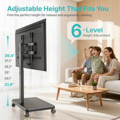 Pegzone TV Rolling Cart for 32-85 Inch LCD LED OLED Screen up to 132 Lbs