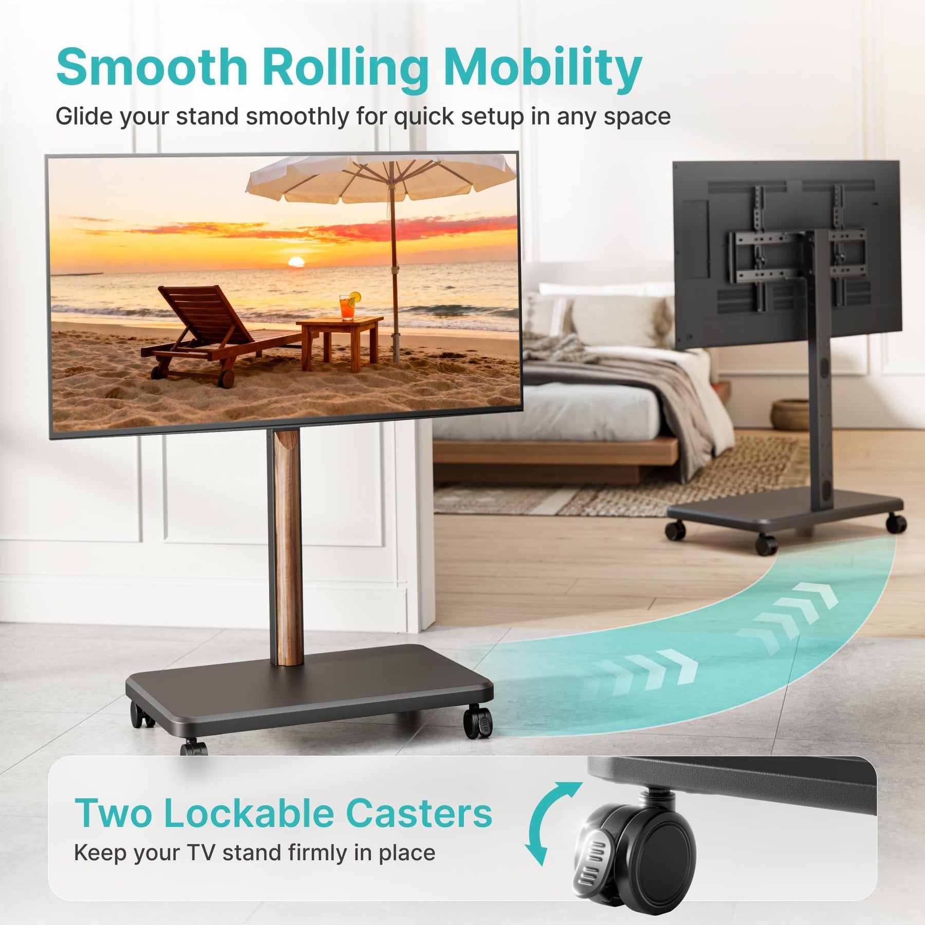 Pegzone TV Rolling Cart for 32-85 Inch LCD LED OLED Screen up to 132 Lbs