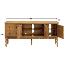 SAND STONE HOME 65" TV Entertainment Console, Buffet Cabinet, Cocoa Brown
