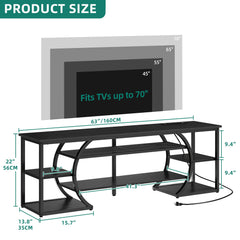 YITAHOME TV Stand for 65/70 Inch TV, LED TV Stands for Living Room w/Power Outlets, Entertainment Center with Storage, Wood Television Stand, TV Console Table, Rustic Brown