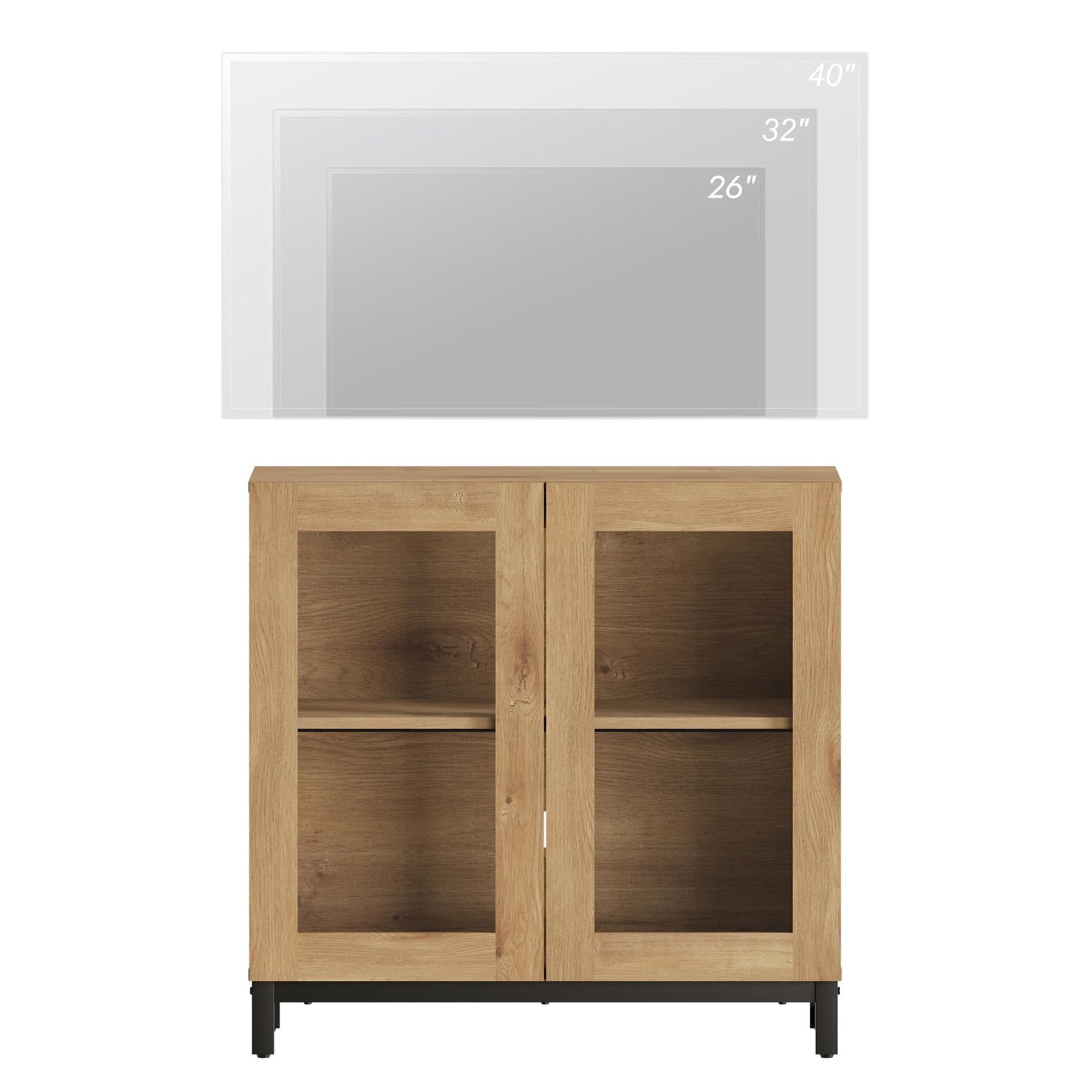 WAMPAT Modern TV Stand with Glass Doors for 80-120 inch TVs, 4 in 1 Entertainment Center Console with 4 Drawers and Metal Base for Living Room, Bedroom, Brown