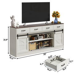 70" Large Farmhouse Tall TV Stand for 85/80/75/70 Inch TVs,4 Drawers,Brown