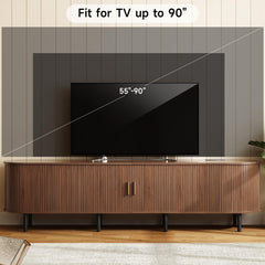 ONBRILL 70.8" TV Stand with Power Outlet for TVs up to 75 Inch, Entertainment Center with Storage and Adjustable Shelves, Modern Media Console with Sliding Doors for Living Room, Walnut