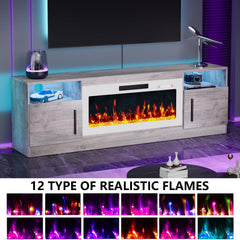 PRETZI Fireplace TV Stand with 36" Fireplace Up to 80" TVs for Living Room