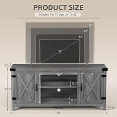 YESHOMY Modern Farmhouse TV Stand with Barn Door for 65 Inch TV, Gray Wash