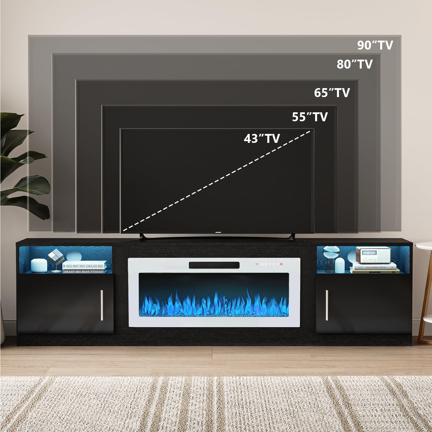 VITESSE 70”Fireplace TV Stand,Modern Entertainment Center Heating Fireplace