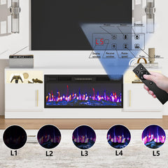 PRETZI Fireplace TV Stand with 36" Fireplace Up to 80" TVs for Living Room