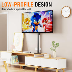 Motorized Rolling TV Stand on Wheels for 32-75 Inch TVs/Screens