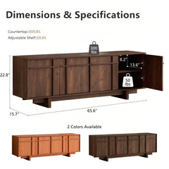 Vitalikus 65.6" Mid Century Modern TV Stand for 75 Inch TV, Walnut