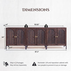 IFBUY 92.63" W Mid Century Modern TV Stands for Living Room, Brown