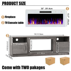 VITESSE 70”Fireplace TV Stand,Modern Entertainment Center Heating Fireplace
