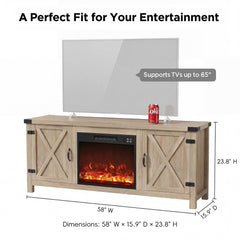 YESHOMY Modern Farmhouse TV Stand with Barn Door for 65 Inch TV, Gray Wash