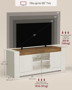 VASAGLE TV Stand, Farmhouse Entertainment Center with Storage Cabinets