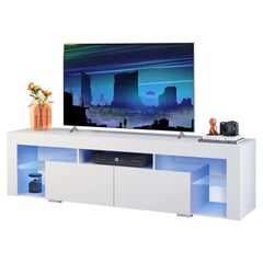 WLIVE 63 Inch TV Stand for 55/65/70 Inch TVs, Modern Entertainment Center with 20 LED Lights & 2 Large Storage Drawers, Media Console Table, Gaming Television Stands for Living Room, Bedroom, Black