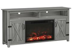 YESHOMY 58" Farmhouse TV Stand for TVs up to 65", Sliding Barn Doors, White