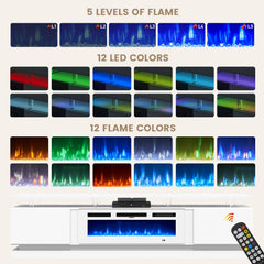Nordivale 70" Fireplace TV Stand, Modern Entertainment Center for TVs Up to 80”, TV Console with Storage Cabinets, Media Console for Living Room, Black TV Stand and Black Fireplace