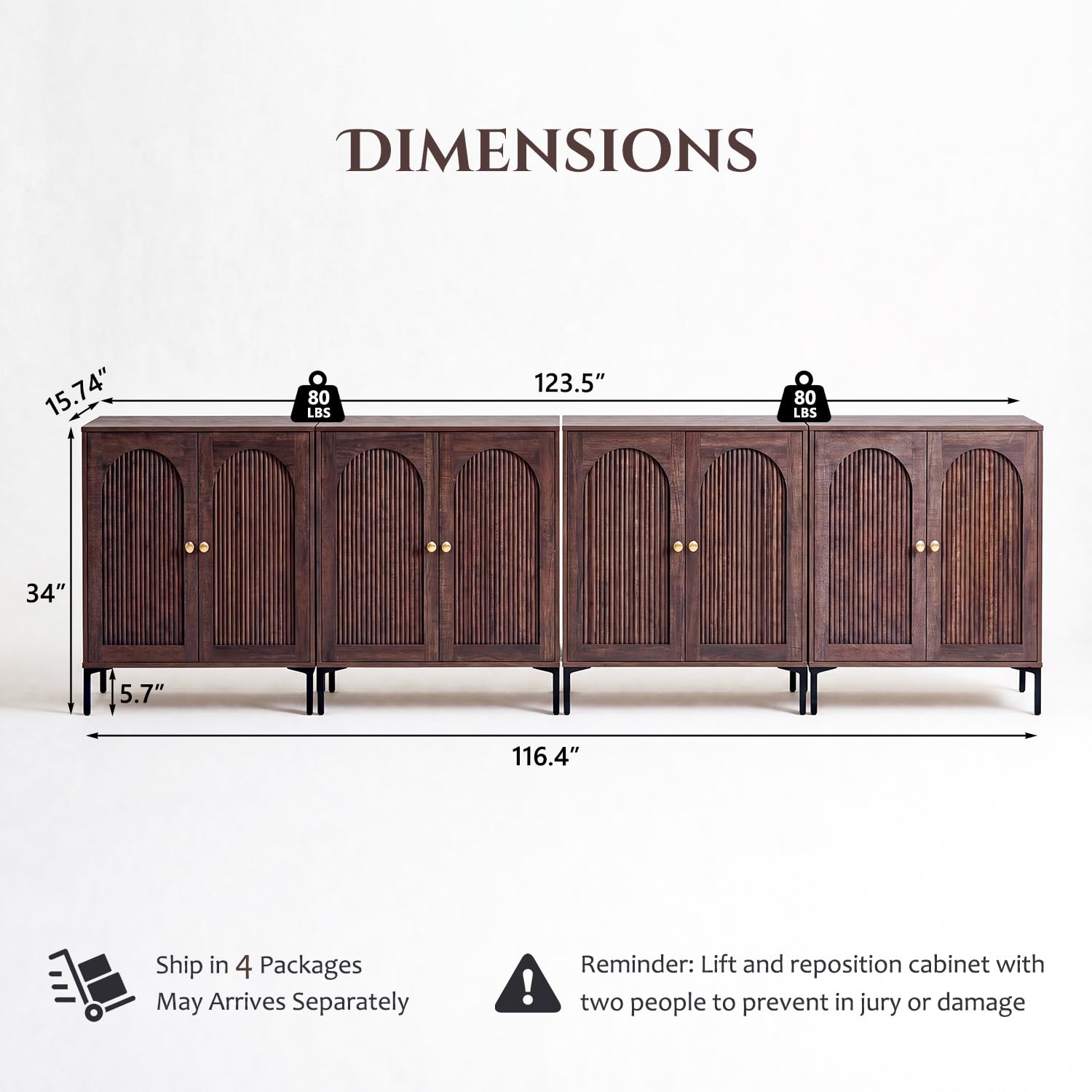 IFBUY 92.63" W Mid Century Modern TV Stands for Living Room, Brown