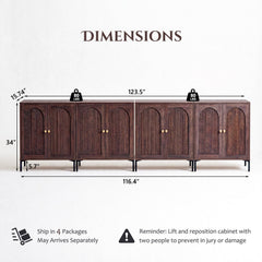 IFBUY 92.63" W Mid Century Modern TV Stands for Living Room, Brown