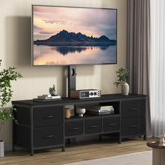 DrawXynth TV Stand with Mount for 45/55/65/75 inch TVs, 51.2" Dresser TV Stand Entertainment Center with 7 Fabric Drawers, Open Storage Shelves, Media Console for Living Room