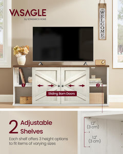VASAGLE Farmhouse TV Stand for TVs up to 65 Inches, Entertainment Center with Storage Cabinets and Sliding Barn Doors, Media Console Table for Living Room, Honey Brown ULTV535K101