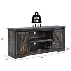 AMERLIFE 66" TV Stand for Living Room, Entertainment Center, Brown