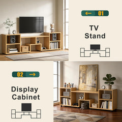 ACOHOOK Walnut 60" Mid-Century TV Stand with Storage Open Shelf