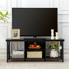 GAZHOME TV Stand for TV up to 65 Inches, TV Cabinet with Open Storage, TV Console Unit with Shelving for Living Room, Entertainment Room, Gray