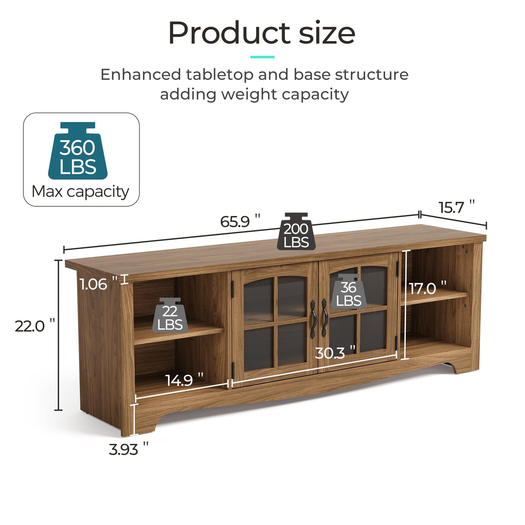 LINSY HOME Farmhouse TV Stand for 65 Inch TV, Wood Entertainment Center with Glass Door Storage Cabinet & Adjustable Shelves, Large Sturdy TV Console Table for Living Room Bedroom