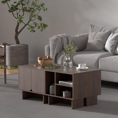 Modular TV Stand for Up to 100 Inch TV, Walnut Entertainment Center