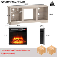 PRETZI Fireplace TV Stand with 36" Fireplace Up to 80" TVs for Living Room