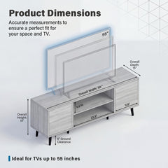 YESHOMY Mid-Century Modern TV Stand, 58 Inch, Light Grey