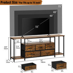 Welfuturer TV Stand for TVs Up to 75 Inch, Rustic Brown