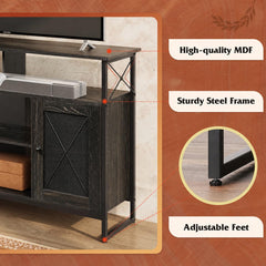 WLIVE TV Stand 55 inch TV, Tall Entertainment Center with Storage, Farmhouse Industrial TV Console for Bedroom Living Room, Rustic Brown