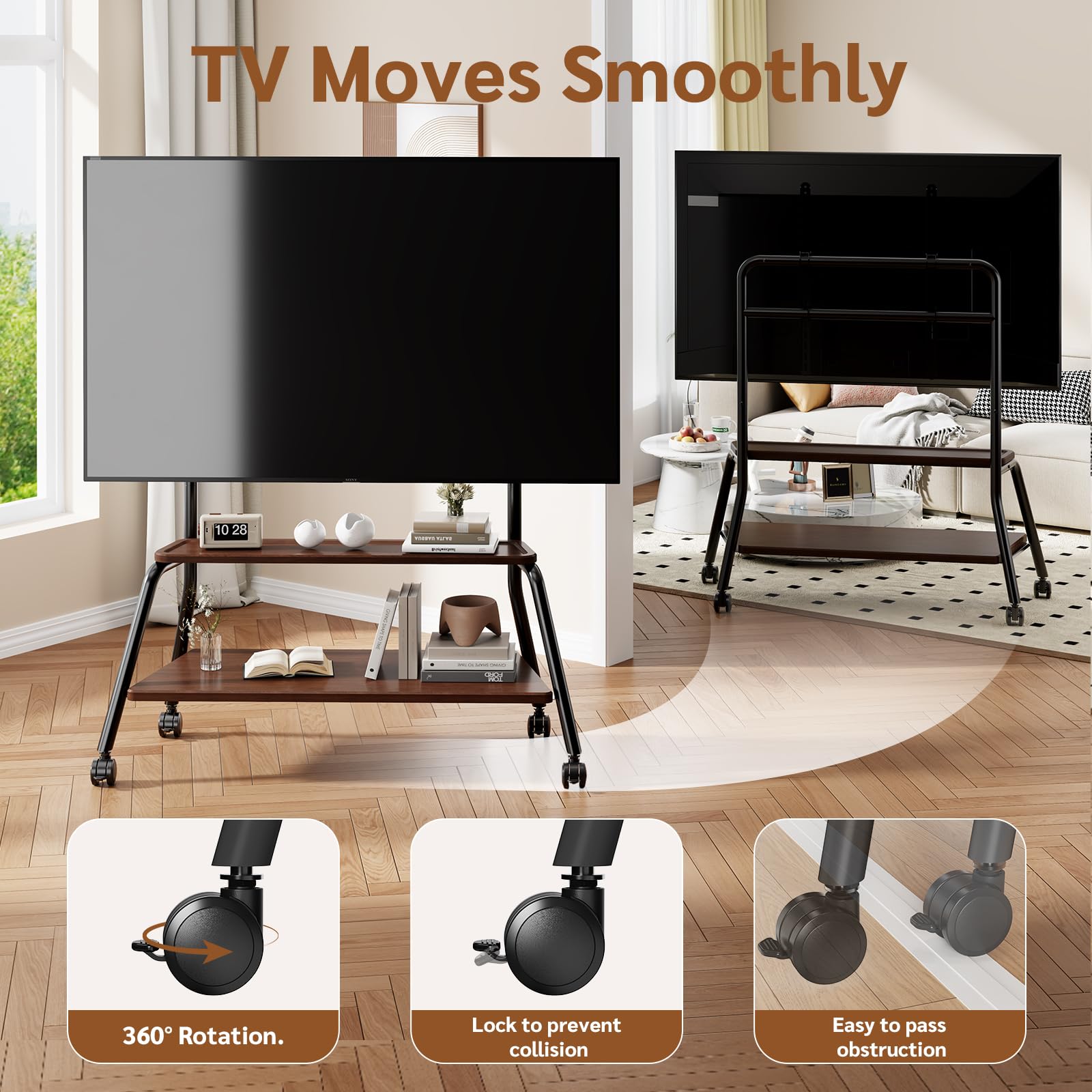 BEISHI Mobile TV Stand on Wheels for 32-75 Inch TVs
