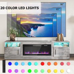 PRETZI Fireplace TV Stand with 36" Fireplace Up to 80" TVs for Living Room