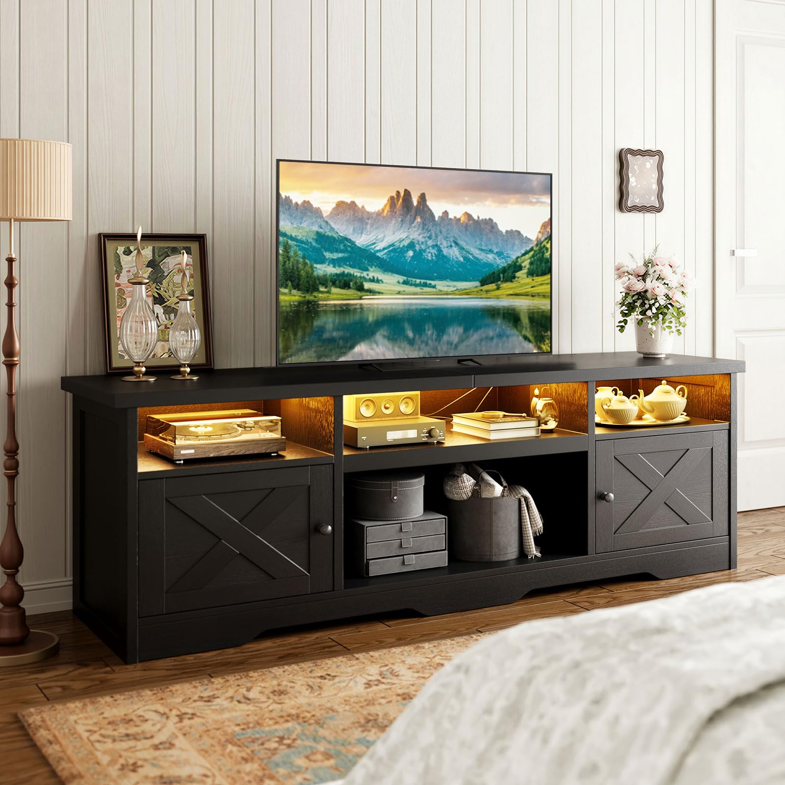 Casaottima TV Stand for 65 Inch TV, Entertainment Center, White