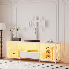 NinPeen 63" W TV Stand with Mount,LED & Charging Station for 55,65,75" TV