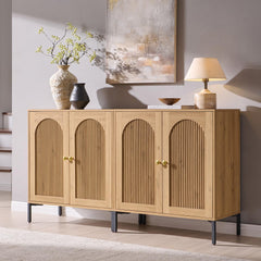IFBUY 92.63" W Mid Century Modern TV Stands for Living Room, Brown