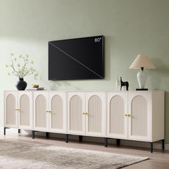 IFBUY 92.63" W Mid Century Modern TV Stands for Living Room, Brown